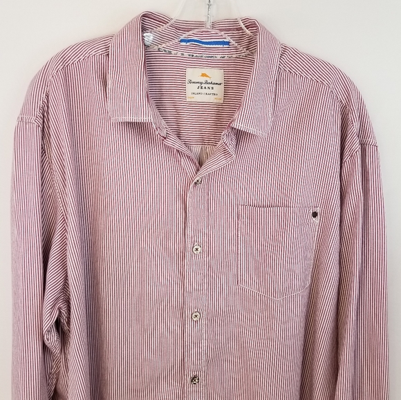 Tommy Bahama Jeans Red Long Sleeve Button Shirt XL - Picture 14 of 16